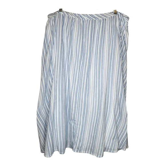 Poetry Blue and White Striped 100% Cotton Midi Skirt Size US 18 - Picture 2 of 8